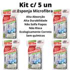 Kit com 5 Esponjas Microfibra para Limpar Telas Sensíveis, Celulares, Tvs, notebooks Sem Riscar