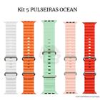 Kit com 5 Pulseiras Ocean para Smartwatch Lançamento Tamanho 42-44