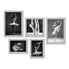 Kit Com 5 Quadros Decorativos - Ballet - Balé - Bailarinas - 242kq01b