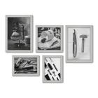 Kit Com 5 Quadros Decorativos - Barbearia Barbeiro Barber - 047kq01b