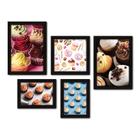 Kit Com 5 Quadros Decorativos - Cupcake Doceria Lanchonete Cozinha - 121kq01p