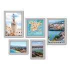 Kit Com 5 Quadros Decorativos - Espanha Paisagem Mundo Mapa - 148kq01b