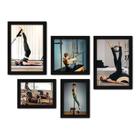 Kit Com 5 Quadros Decorativos - Fitness - Pilates - 244kq01p