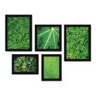 Kit Com 5 Quadros Decorativos - Folhas - Natureza - Folhagem - Verde - 364kq01p