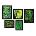 Kit Com 5 Quadros Decorativos - Folhas - Natureza - Folhagem - Verde - 365kq01p