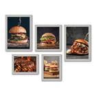 Kit Com 5 Quadros Decorativos - Hamburguer Hamburgueria Cozinha - 135kq01b