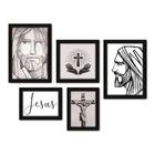 Kit Com 5 Quadros Decorativos - Jesus Cristo - Fé - Religião - 196kq01p