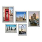 Kit Com 5 Quadros Decorativos - Londres - Inglaterra - Viagem - 341kq01b