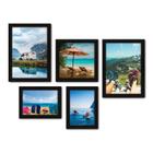 Kit Com 5 Quadros Decorativos - Paisagem Viagem Férias - 073kq01p