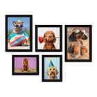 Kit Com 5 Quadros Decorativos - Pet Shop - Cachorro - Animais - Veterinário - 257kq01p