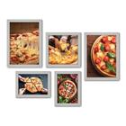 Kit Com 5 Quadros Decorativos - Pizza Pizzaria Cozinha - 137kq01b