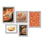 Kit Com 5 Quadros Decorativos - Pizza Pizzaria Cozinha - 138kq01b