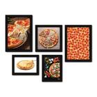 Kit Com 5 Quadros Decorativos - Pizza Pizzaria Cozinha - 138kq01p