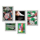 Kit Com 5 Quadros Decorativos - Poker - Pôquer - Cartas - Baralho - 241kq01b