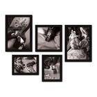 Kit Com 5 Quadros Decorativos - Tatuagem - Estúdio de Tatuagem - Tattoo - Preto e Branco - 357kq01p