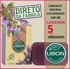 Kit com 5 Sabonetes Glicerina Vegetal Lavanda Em BarraG licerinado C/ Oleos Essencias Emolientes Ubon