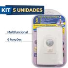 Kit Com 5 Sensor de Presença Embutir com Tecla 180g Qi6m Qualitronix