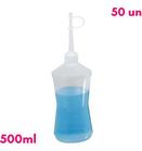 Kit Com 50 Almotolias Transparente Bico Reto Frasco 500ml