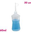 Kit Com 50 Almotolias Transparente Bico Reto Frasco 60ml