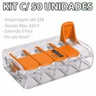 Kit Com 50 Conector Wago Emenda 5 Fios Mod 221-415