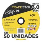 Kit Com 50 Disco De Corte Metal 7 180X3,0 Mm Furo 22/23 Mm - Tradestar