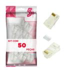 Kit Com 50 Peças Plug Rj45 Macho Cat6 C/ Guia Crimpa Fácil