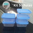 Kit com 50 Potes Retangular Mini Promocional Fitness BPA FREE