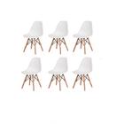 Kit Com 6 Cadeira Charles Eames Wood Dsw Branca - Base Madeira