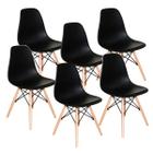 Kit Com 6 Cadeiras Charles Eames Wood Dsw Preta - Base Made - Universal Mix