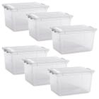 Kit com 6 Caixa Organizadora Multiuso Plástico Brinquedos 35L C/ Tampa