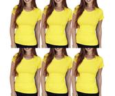 Kit com 6 Camisas Camisetas Blusas Baby Looks T-shirts Masculina Feminina Slim Básica 100% Algodão