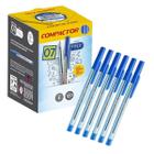 Kit com 6 Canetas Azul Esferográficas Compactor Ponta Fina