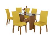 Kit com 6 capas de cadeira em malha amarela