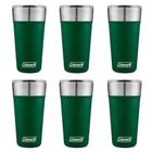 Kit com 6 Copos Térmicos com Tampa 600ml Verde Coleman