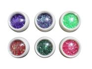 Kit com 6 Cores de Glitter Flocado Decoração Unhas Nail Art