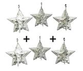 Kit com 6 Estrelas de 5 Pontas Enfeite Natalino para Pendurar 5x5 cm