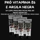 Kit com 6 Mascaras Gel Facial Peel Off Pro Vitamina B5 e Argila Negra 60g Dermachem