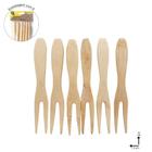 Kit Com 6 Mini Garfinhos De Bambu Para Petiscos 9Cm