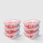 Kit com 6 Potes de Vidro Herméticos Retangulares 1L Invicta