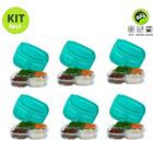 Kit Com 6 Potes Marmitas Fitness Marmitex de Plástico Para Uso no Microondas Freezer Com Divisórias