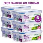 Kit com 6 potes plasticos 100% hermeticos Qualidade Click Fresh (6x500ML)