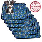 Kit com 6 Tapetes Higiênicos 70x50 Ossinho Azul para cães 3 Camadas Lavável - Alta Absorção