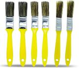 Kit Com 6 Trincha Pincel Cabo Amarelo Pintura 1/2 3/4 1 Pol