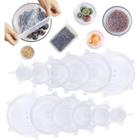 Kit Com 6 Unidades de Tampas de Silicone Reutilizáveis, Flexíveis, Herméticas, Compatíveis com Diversos Recipientes