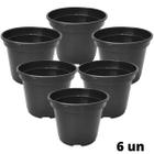 Kit Com 6 Vasos Para Plantio P09 250 ml Preto Injeplastec