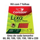 Kit com 7 folhas Lixa para Madeira e Massa Condor (60 a 220)