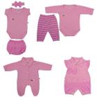 Kit Com 7 Peças Bebê Recém-nascido Menina Macacão, Body, Calça e Tapa Fralda