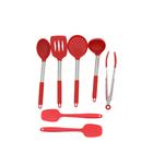 Kit Com 7 Peças Utensílios Para Cozinha em Silicone e Aço Inox Gourmet