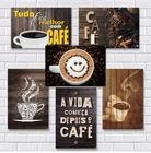 Kit Com 7 Placas Em Mdf - Tema Café - R+ Adesivos