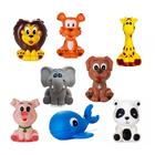 Kit Com 8 Brinquedos De Vinil Para Bebê Maralex - Leão, Elefante, Girafa, Tigre, Porco, Baleia, Panda e Cachorro.
